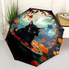 Halloween Black Cat Pumpkin Decorative PlateUmbrella, Portable 3-Fold Compact Umbrella,Christmas Gift ES382