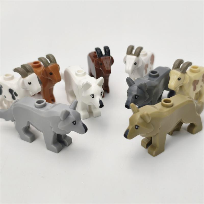 MOC Animals Building Blocks Forest Zoo Saber Toothed Tiger Bear Elk Elephant Eagle Shark Monkey Lion Mini Brick Toy Kid Gift S09