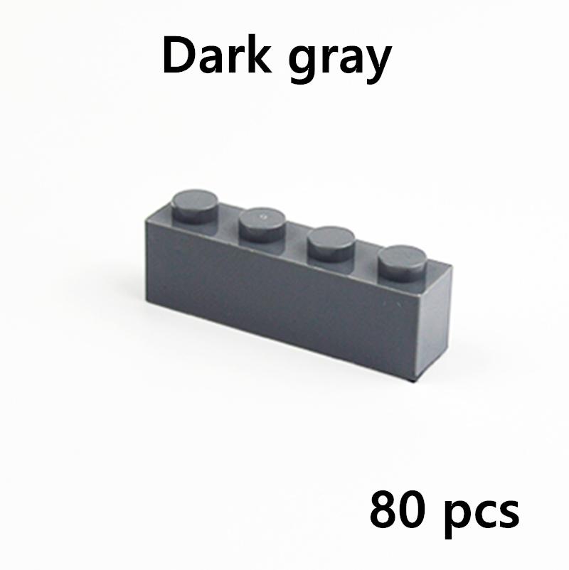 80pcs DIY Building Blocks Figures Thick Bricks 1x4 Dots Educational Creative Plastic Toys Compatible 3010  For Children Gifts