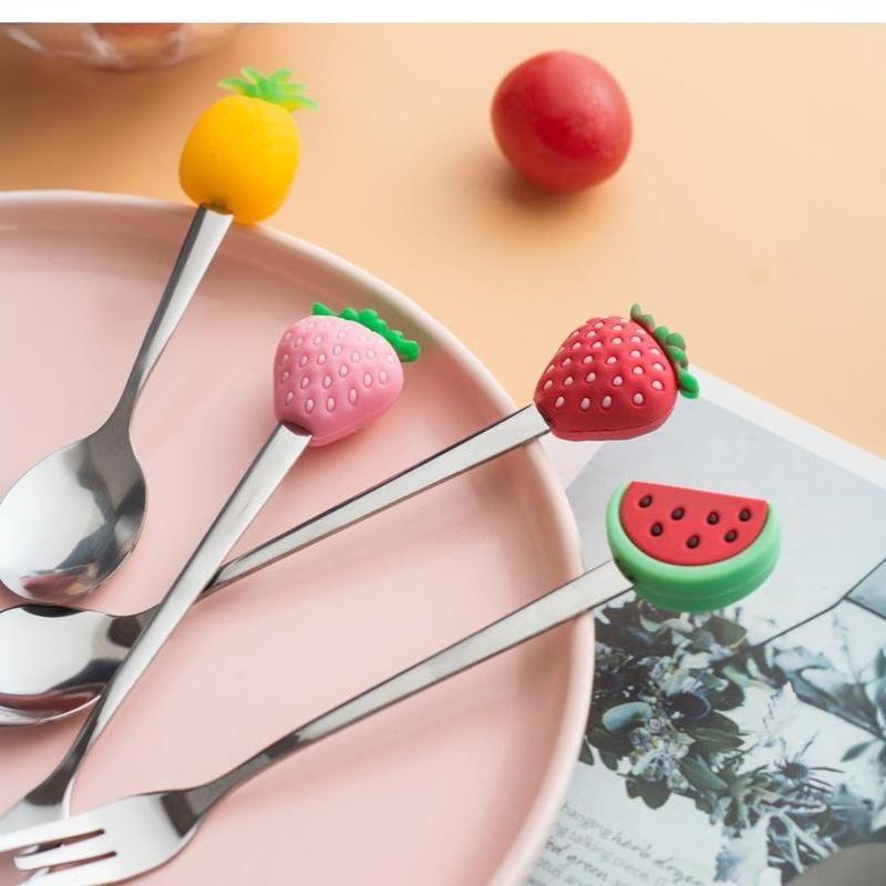 High Quality Fruit Shaped Sugar Ice Cream Dessert Kitchen Tool Coffeeware Coffee Spoon Teaspoon Fruit Fork Stirring Spoon