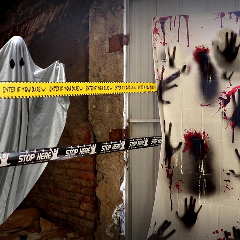 Bandă de Avertizare Halloween Atenție Barieră Festival Avertizare Panglică Înfricoșător Petrecere Casă Bântuită Exterior Pridvor Curte Consumabile Decor Halloween