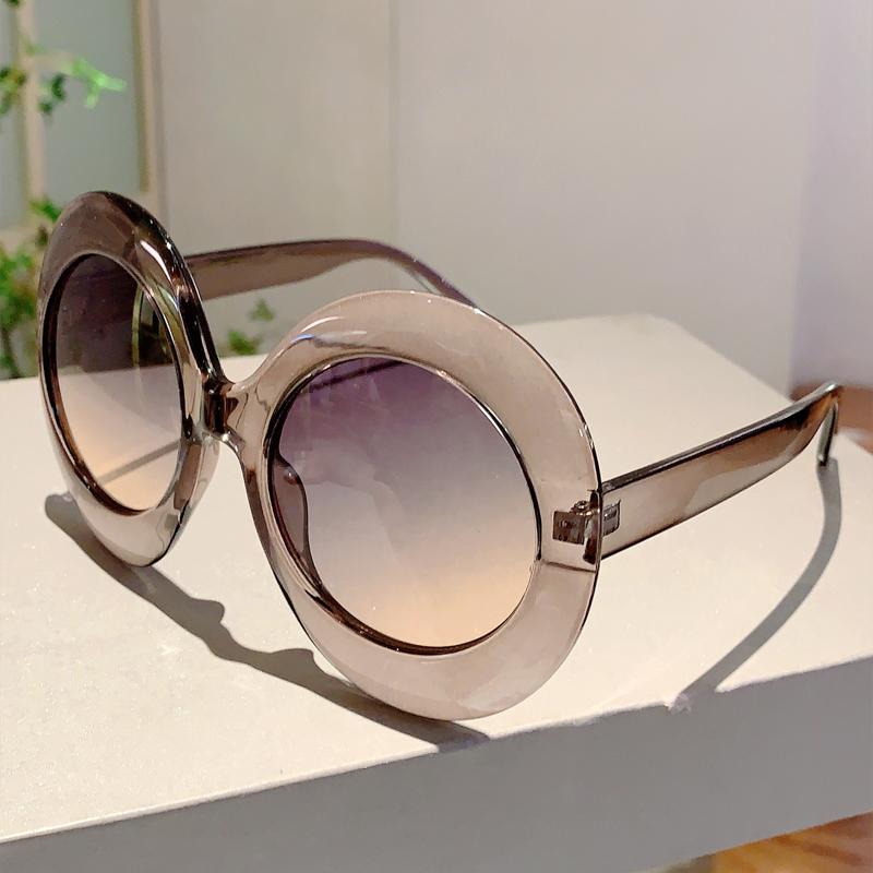 Lunettes de Soleil Rondes Surdimensionnées Femmes Hommes Luxe Vintage Designer Grande Monture UV400 Lunettes de Soleil pour Voyage en Plein Air Punk