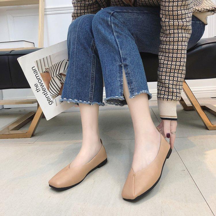 Single Shoes Women 'S New Women 'S Flat Shoes Square Toe Shallow Mouth Grandma Shoes Soft Bottom Beanie Shoes Women 'S Shoes