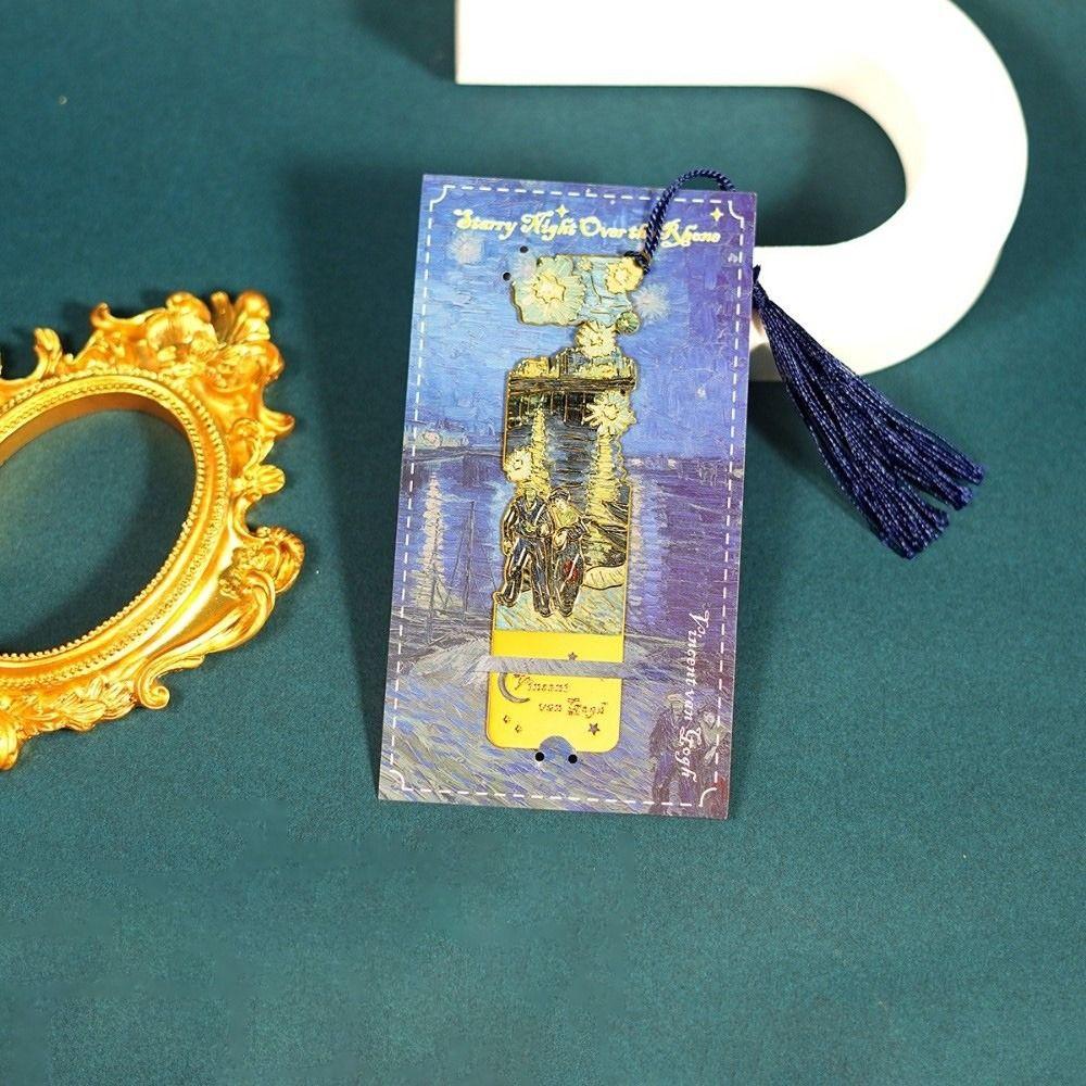 Exquisite Rectangular Oil Painting Metal Bookmark Flower Bookmarks School Supplies