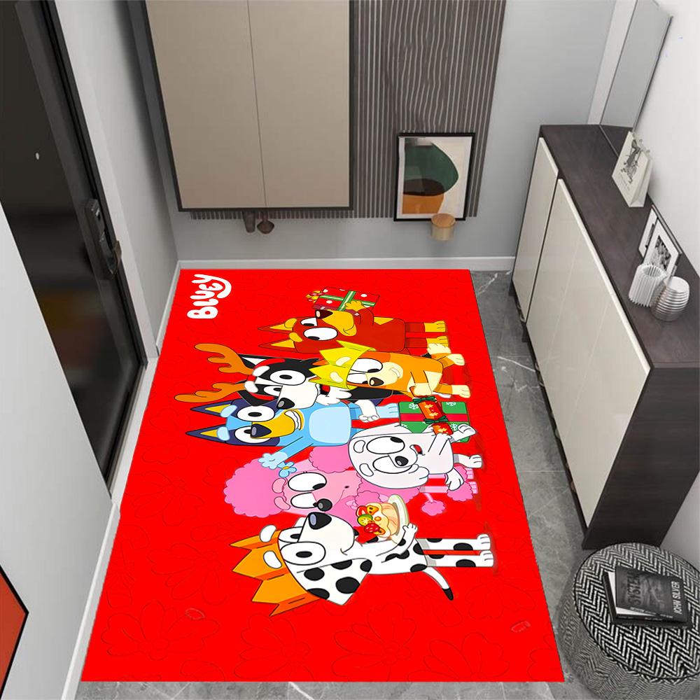 Bluey's Colorful Friends Themed Anti-Slip Rugs - Polyester Home Decor, Suitable for Bedrooms, Living Rooms, Doorways, Studios, and Decorations