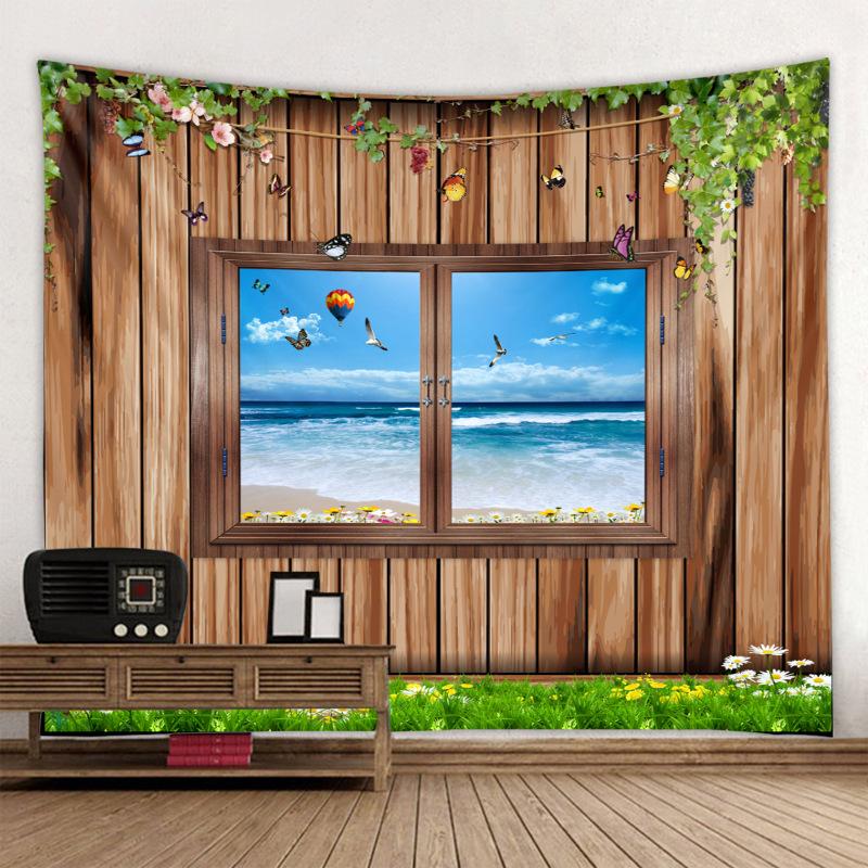 Forest Avenue Das Fenster, bedruckter Wandteppich, dekorativer Mandala-Wandteppich, Heimdekoration, große Hippie-Landschaft, Wandbehang