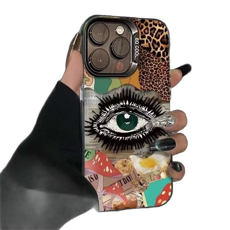 High-End Leopard Print Eyes Phone Case for iPhone 15 Pro Max, 17, and 16 Pro Max