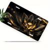 Luxury Golden Lotus Floral Art D Flat Aluminum Tin Sign Wall Decor for Car License Plate Cover and Home Wall Art