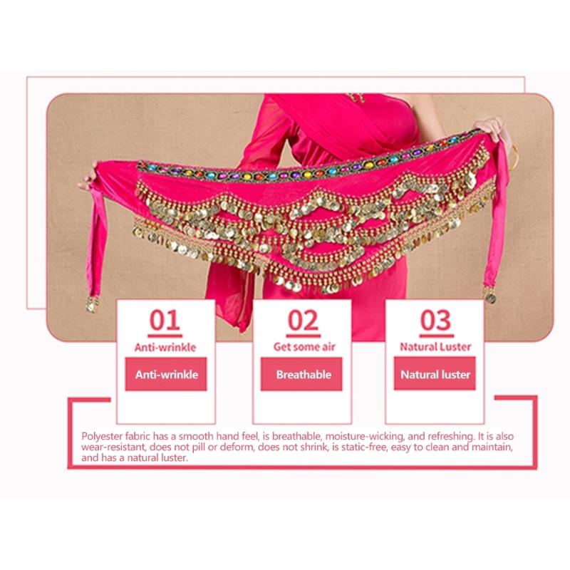 Belly Dance Costume Hip Scarf And Glittering Sequins Skirt Wrap Photography Studio Dance Wear For Nightclub Performances