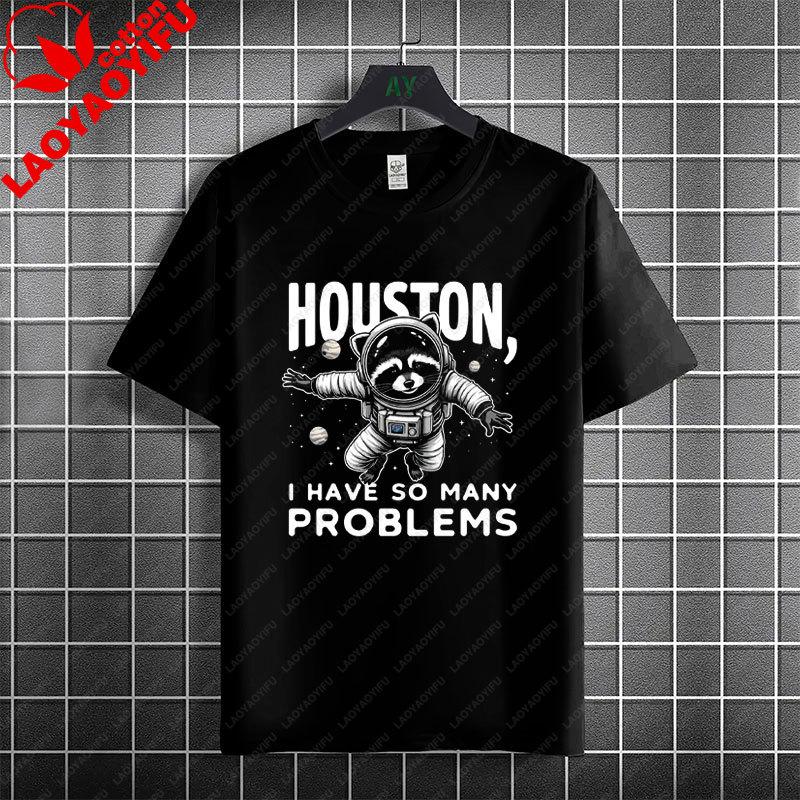 Funny Raccoon Astronaut Space Pattern Graphic Tshirt 100 Cotton Short Sleeve Fashion Casual Tshirt Perfect For Outdoor Wear