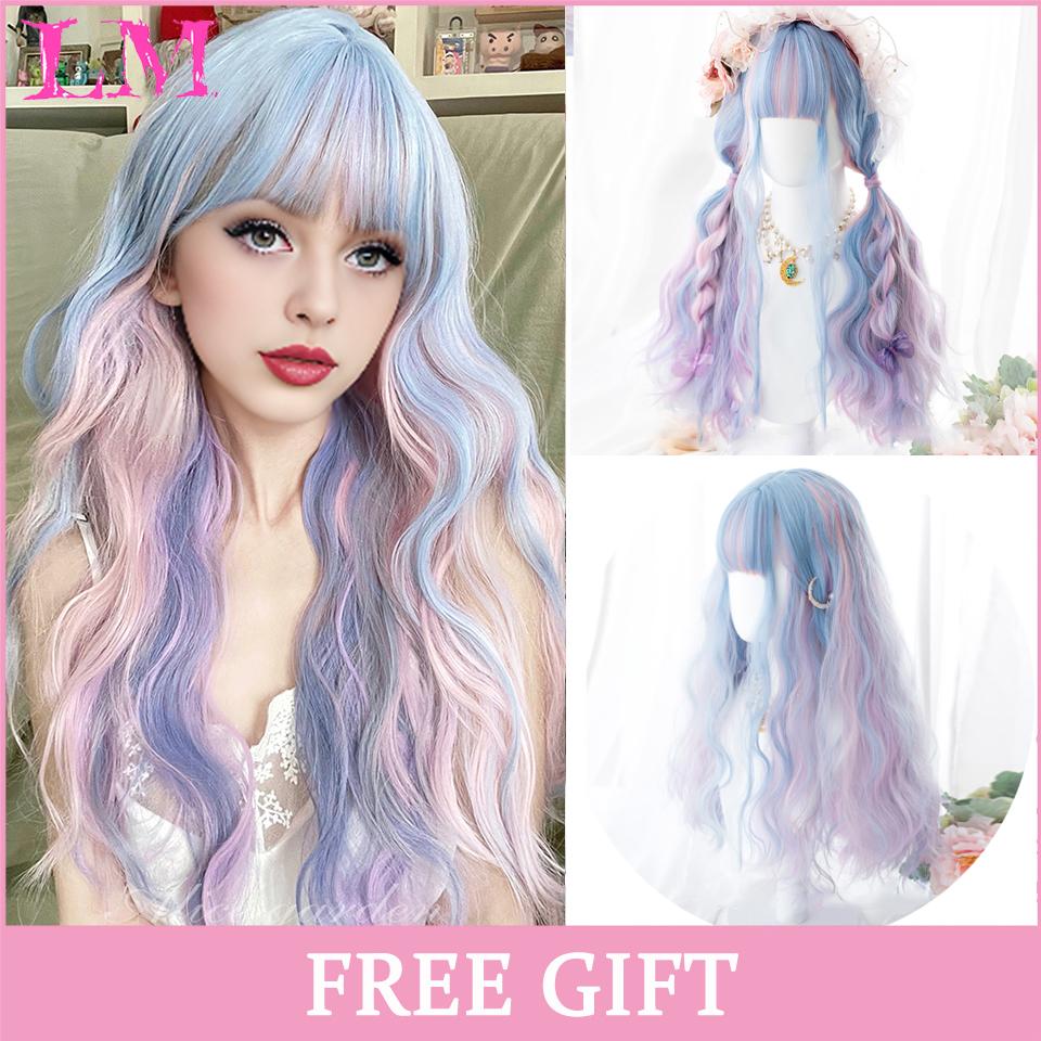 LM Long Straight Black Lace Front Wig Natural Black Pre Plucked Synthetic Lace Front Wig For Women Glueless Heat Resistant Fiber