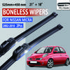 For Nissan Micra K12 2002-2010 Car Windshield Wiper U-type Soft Rubber Frameless Bracketless Car Wipers 21"+18"