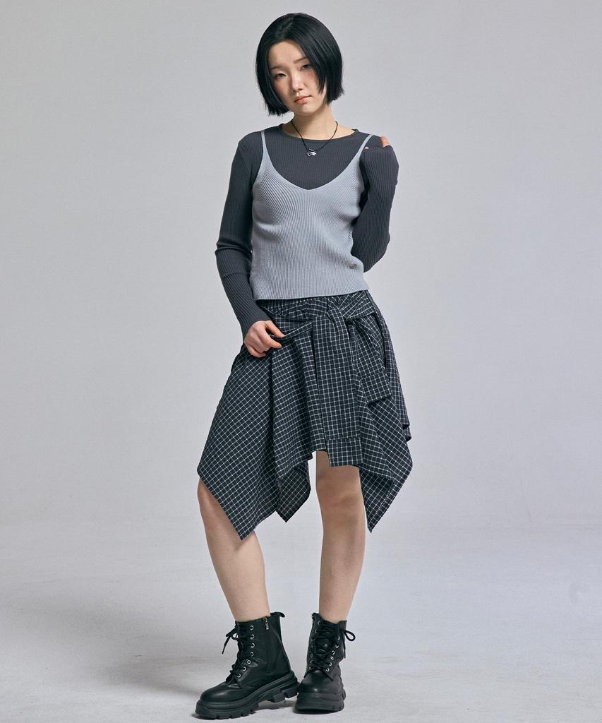 AWESOME STUDIO Bustier Layered Knit Charcoal