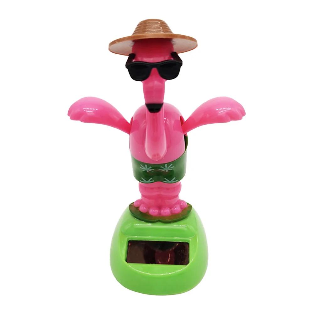 Ornament pentru mașină de păpușă în formă de flamingo alimentat cu energie solară, dans, păpușă animată, decorare pentru tabloul de bord, accesorii pentru mașină