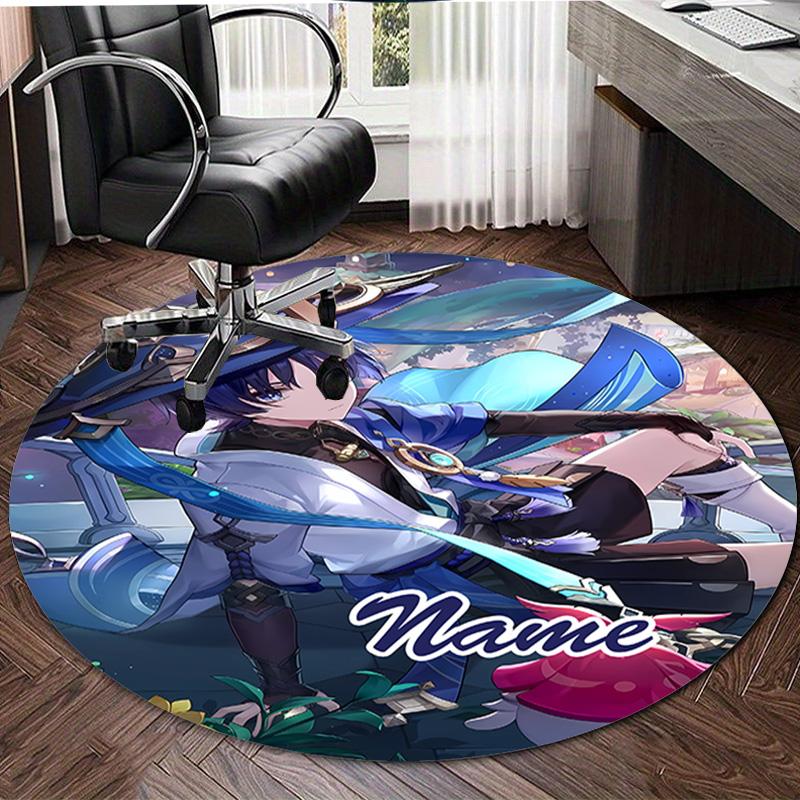 Personalized Genshin Impact Round Chair Office Rug - Perfect for Mat, Office Chair & More - Ideal Gift for Birthdays and Holidays