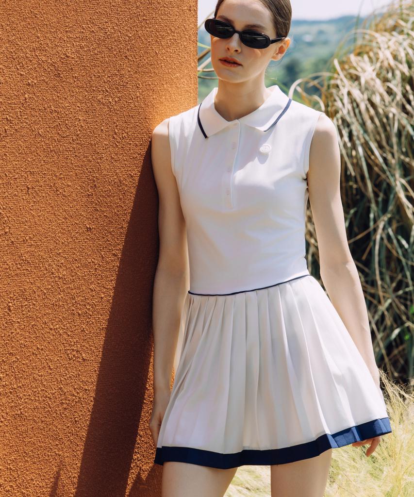Over Golf Active Pleated Dress (White)