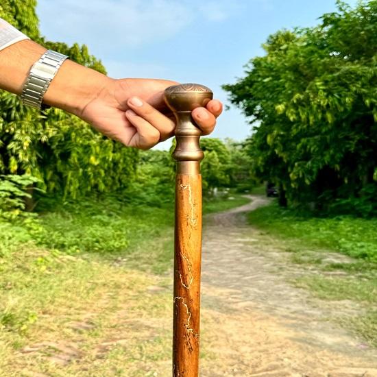 93.98 Cm Victorian Wooden Walking Stick Brass Handle Walking Cane Wooden Carved Stick For Dad Derby Canes Gift
