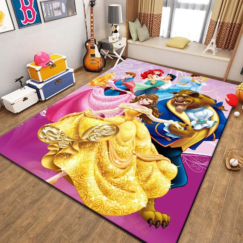 Beautiful All Princess Theme Cartoon Carpet for Living Room Bedroom Sofa Doormat Decor Rug Kid Non-slip Floor Mat Girl Nice Gift