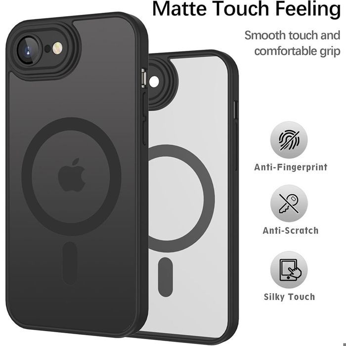 Case for iPhone 17th, with Magnetic Ring and Integrated Camera Protection - Black