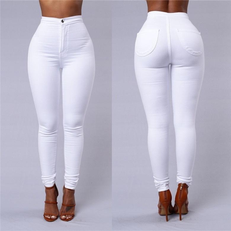 6 Colors Women High Waist Solid Bottom Leggings Casual Jeans Slim Pants Plus Size