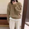 Japan and South Korea Solid Color Lazy Simple Sweater Women's Autumn and Winter New Thick Pullover Crew Neck Knitted Sweater