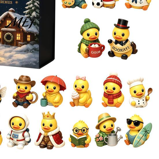 Festive Duck Themed Decor Advent Calendar, 24-Day Christmas Countdown Box with Cute Acrylic Interactive Holiday Morning Ritual Toy, Tree Hanging