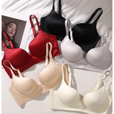 Soutien-gorge push-up sans coutures satiné nacré avec bande de maintien en gel