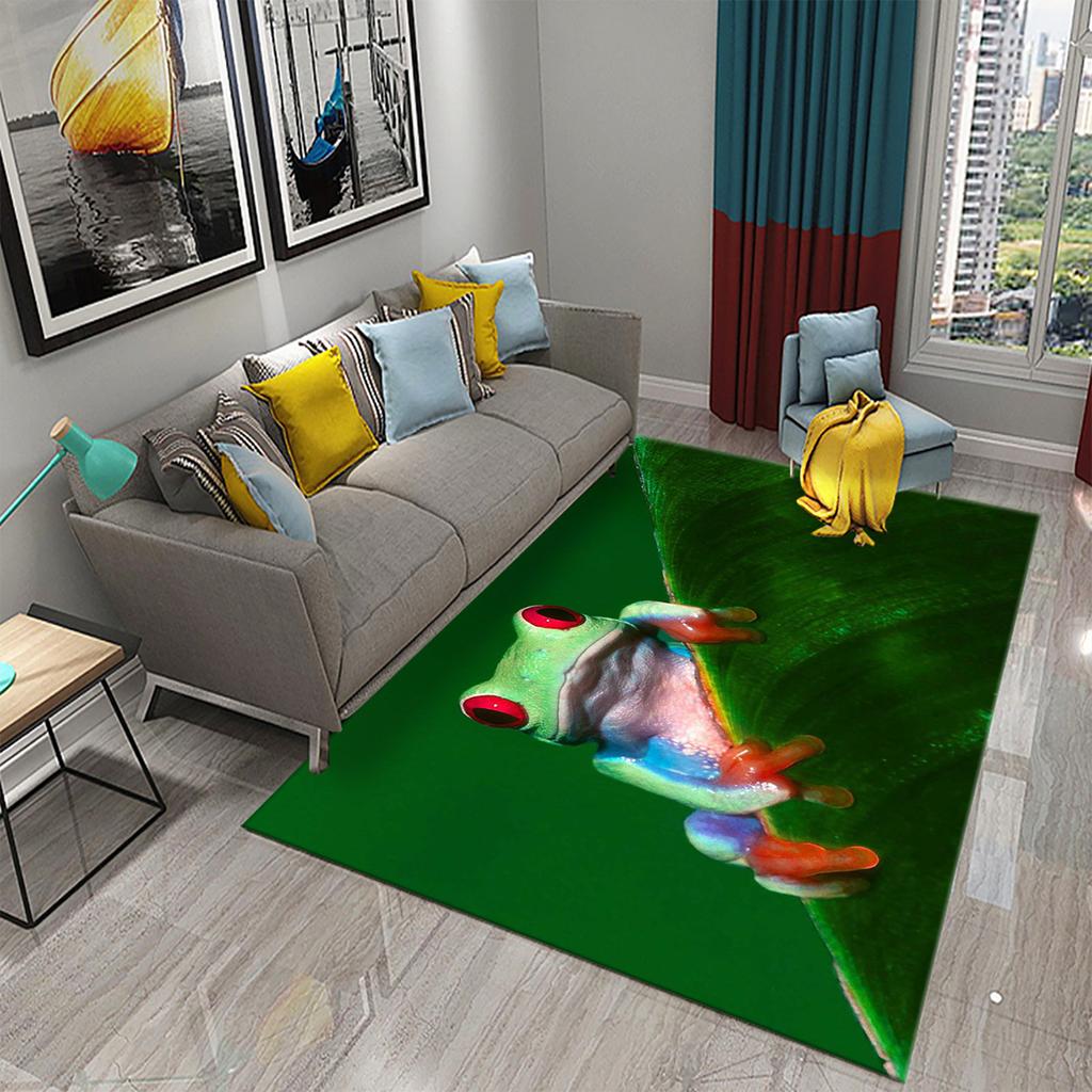 Frog Carpet Colorful Cute Animal Pattern Carpet for Bathroom Non-slip Area Mat Living Room Kids Bedroom Floor Mat Entrance Decor