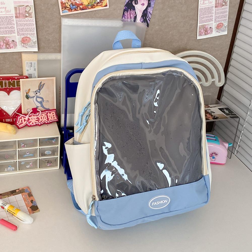 Trendy Transparent Ita Bag for Doll Display Casual Nylon Shoulder Schoolbag for Commuting and DIY