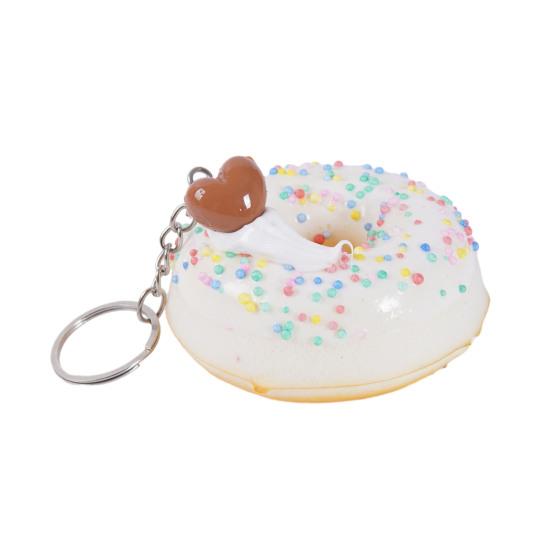 Keychain Pendant Donut Shape Soft Elastic Feel Quick Rebound Squeeze Toy Safe PVC Stress Relief Fidget Toy