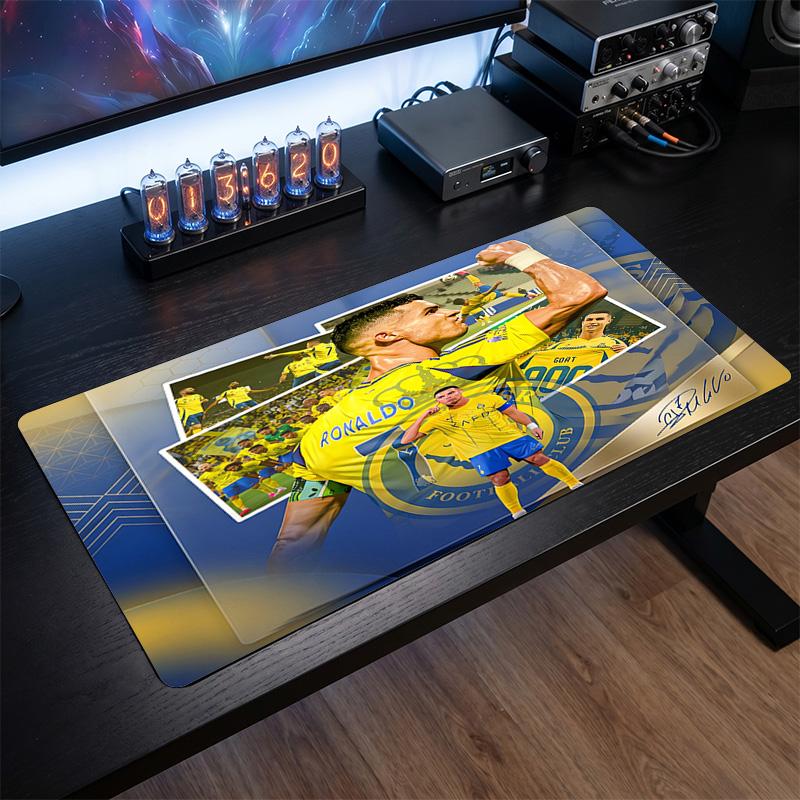 Cristiano Ronaldo Crest Mouse Pad, Extended Non Slip Rubber Desk Mat for Gaming Office Laptop Fan Gift