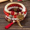 4 stks/set Boho Elastisch Touw Kwastje Armbanden Verklaring Hars Kristal Steen Handgemaakte Kralen Armbanden Armbanden Fashion Party Sieraden