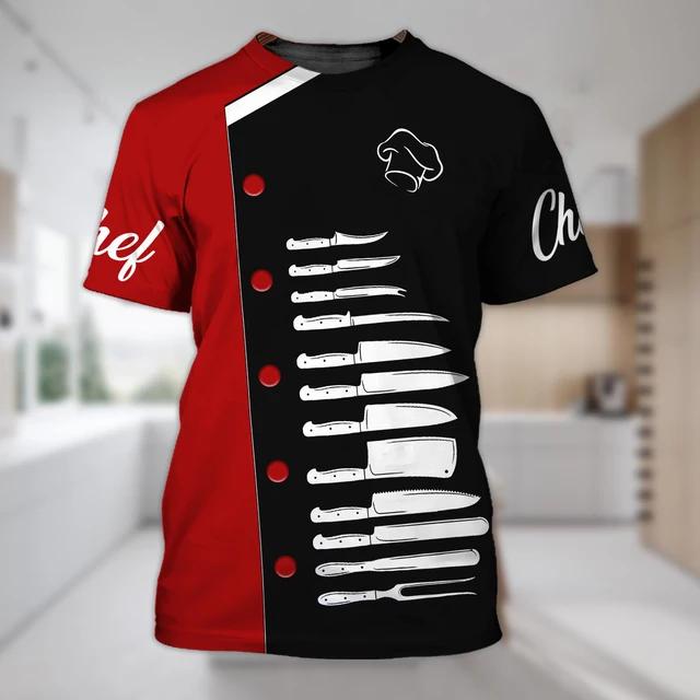 Chef Shirt Herren-T-Shirts, 3D-individuell bedruckte Herrenbekleidung, O-Ausschnitt, übergroß, günstige Kurzarm-Tops, Mode, Punk, Streetwear, 6XL