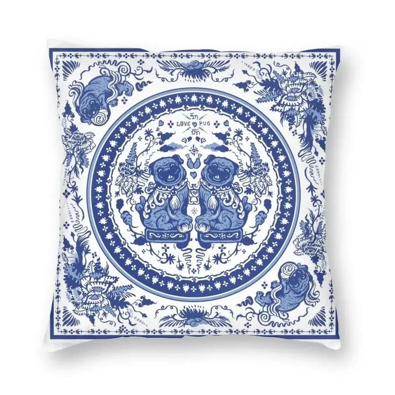 45X45Cmblue Willow Chinese Blue And White Porcelain Inspired Pillowcase Living Room Cushion Cover Square Pillowcase Pillow Case