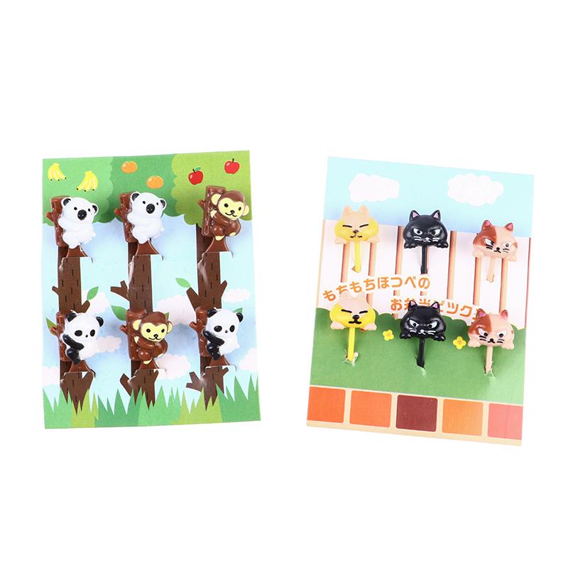 6 Stücke Tier Katze Pfote Obst Gabel Mini Cartoon Kinder Snack Kuchen Pick Zahnstocher
