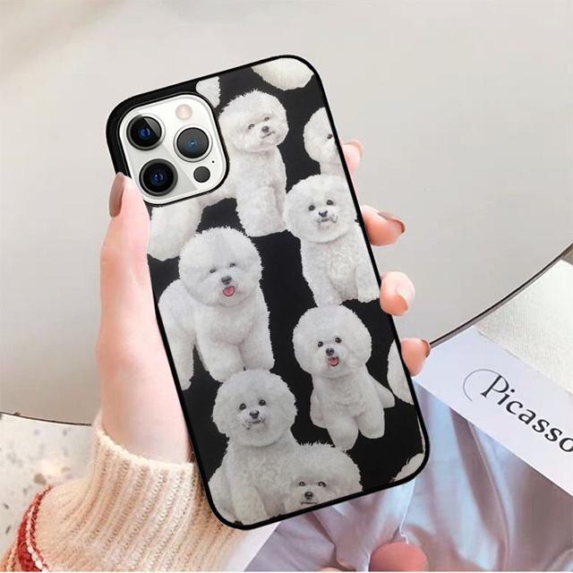 Süße Cartoon Bichon Frisé Handyhülle für iPhone 17 Air 16 16e 15 Plus für Apple 13 11 12 14 Pro Max Cover coque fundas