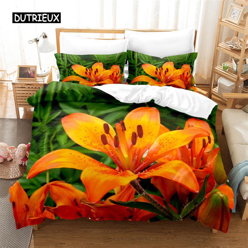 Yellow Flowers  Queen Bedding Set Duvet Cover Set Bedding Digital Printing Bed Linen King Size Duvet Cover Sets Bedding Set