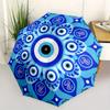 Blue Evil Eye Protection Amulet Turkish Nazar Boncuk Charm Pendant Umbrella, Portable 3 Fold Compact Umbrella for Men & Women,S205