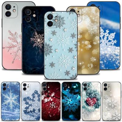Phone Case For IPhone 18 13 12 11 Pro Max 13 12 Mini XS XR X 8 7 6s 6 Plus Black Cover Silicone Shell New Hot Christmas Snowflake