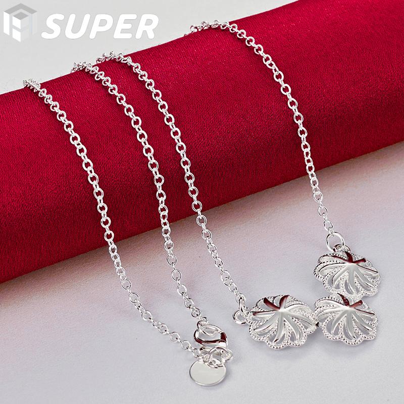 925 Sterling Silber 18 Zoll Blumenhalskette Schmuck