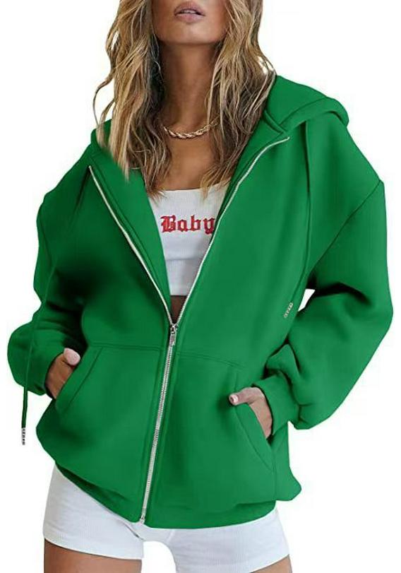 2025 Unisex Fleece Hooded Cardigan Sweatshirt - Solid Color Sports Top for Autumn/Winter