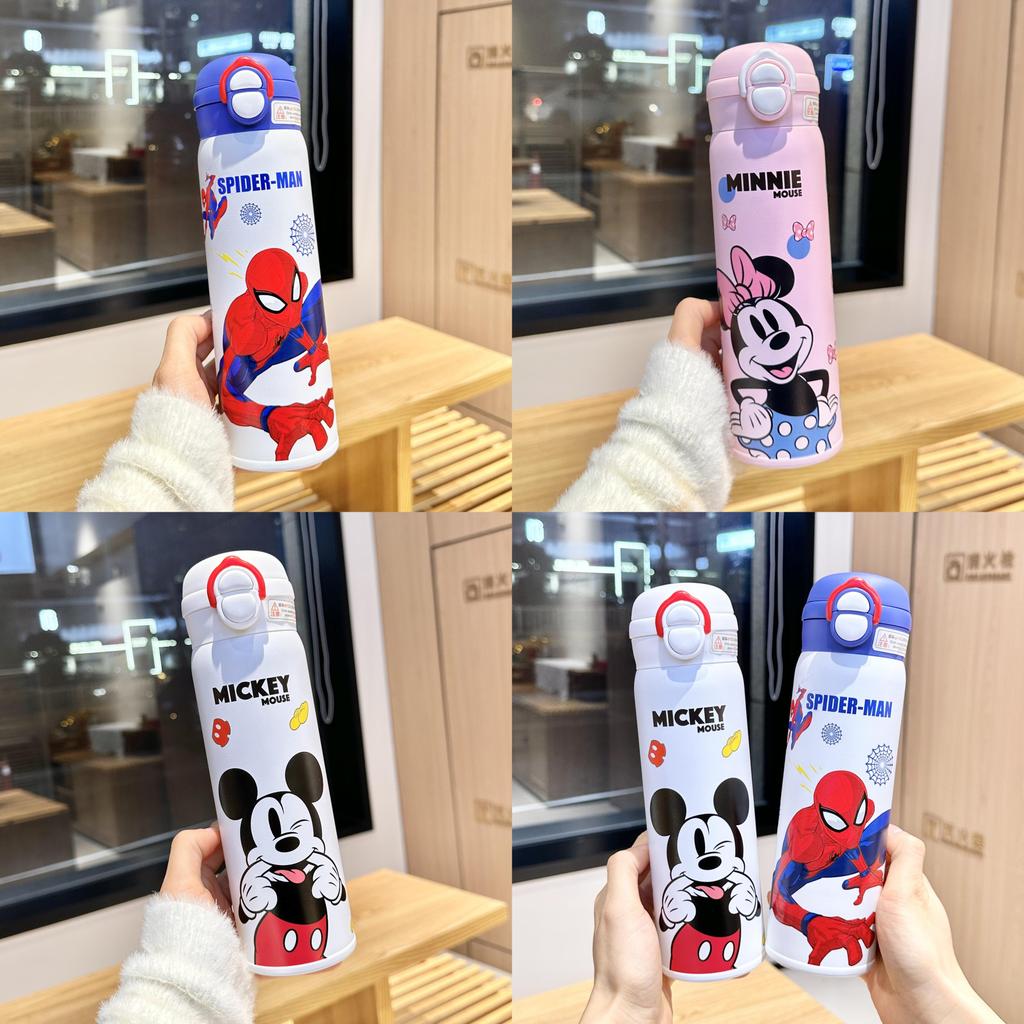 Spider Man Childrens Insulated Water Bottle With Stainless Steel Double Wall And Straw For Kids Travel