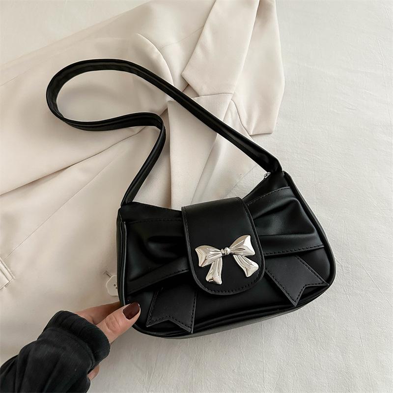 Trendy Bow Shoulder Bag for Women, Handbag, Casual Underarm Bag, Daily Commuting Bags, PU Leather, Banquet Bag, Business