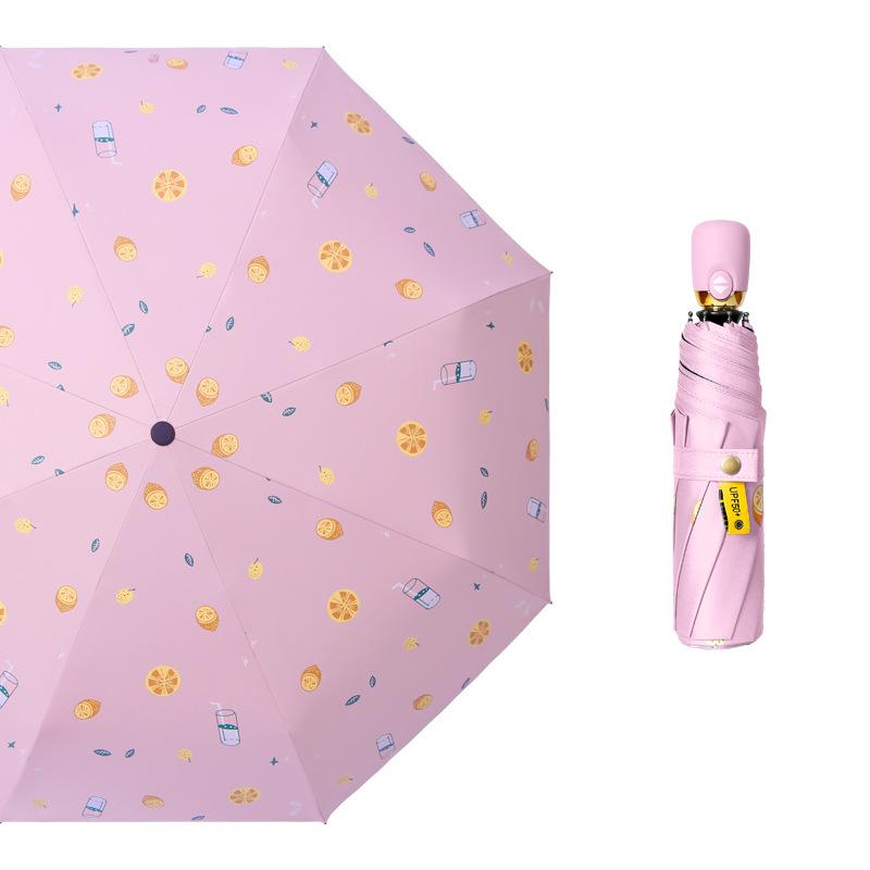Small Fresh Automatic Umbrella Simple Color Creative Vinyl Sunscreen Parasol Plus Umbrella
