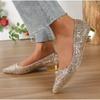 Women's Sequin Low Heels Women  New Pointy Big Size Gold Silver Bridal Shoes Shoes for Women  Zapatos De Mujer
