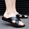 Men Shoes New Summer Shoes Italian Leather Slippers Men High Quality Size 38-47 Beach Slip On Flats Man Flip Flops Mens Sandals