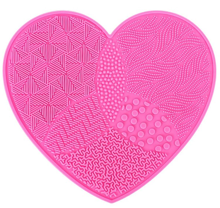 KIRA Heart Shaped Silicone Makeup Brush Cleaning Mat For Foundation Brush, Silicone Washing Tools, Makeup Tools Cleaning Scrubber For Women, Girls