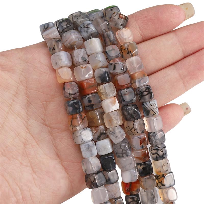 1strip /bag Colored Natural Agate Square Beads DIY Bracelet Necklace Earrings Jewelry Accessories