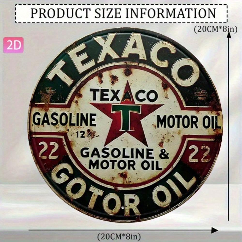Vintage Texaco Motoröl Metallblechschild 8x12 Zoll Retro Wandkunst für Garage Bar Küchen Dekoration