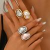 The 2025 New Geometric Bestseller Women's Ring with Geometric Inlaid Irregular Pearl Design Open